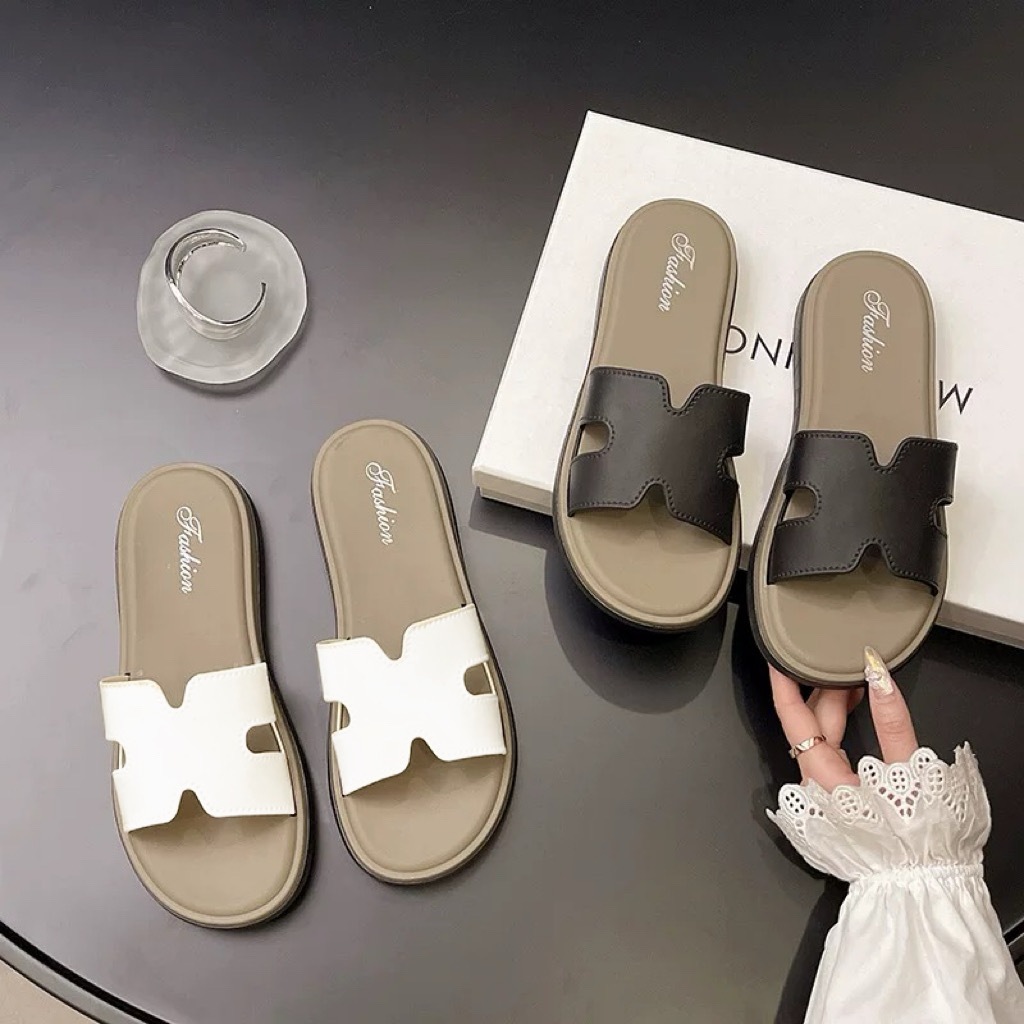 รองเท้าแตะพร้อมส่งจากไทย 【1993-H】งานเรียบหรูดูแพงมากๆสีพื้นเบสิคใส่แล้วไม่กัดหน้าเท้า - รูปที่ 3