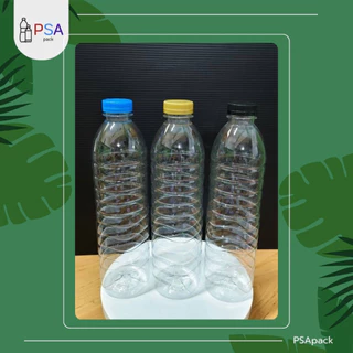 ขวดน้ำพลาสติก 600ml. ทรงกลม 60 ใบ | ฟรีฝาขวดให้เลือก 10 สี (ห่อกล่อง)