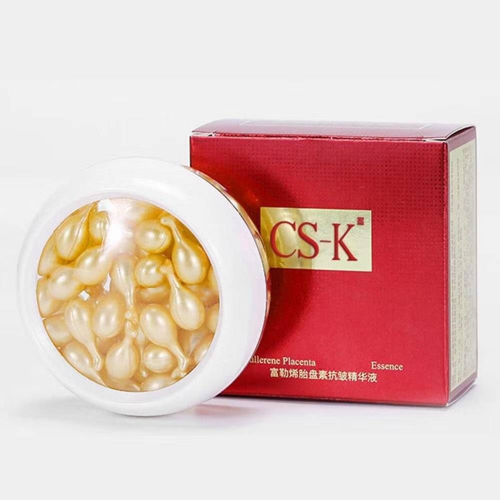 CS-K Fullerene Placenta แอนตี้-ริงเคิล เอสเซนส์ ช่วยให้ผิวกระชับ เนียนนุ่ม เพิ่มความชุ่มชื้น กระปุก 30 เม็ด