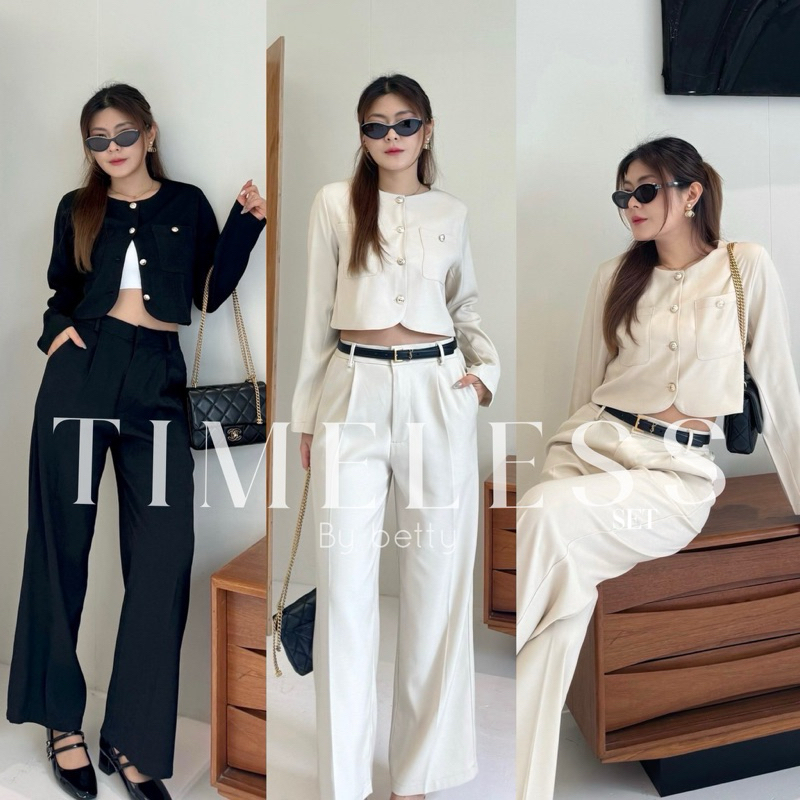 TIMELESS SET🧁🥤 ชุดเซ็ตเสื้อแขนยาว พร้อมกางเกงขายาวใส่แมทกันลงตัว ให้ลุคลูกคุณ มี4 สี ใส่ทำงาน ใส่ไปคาเฟ่เก๋ๆ ชุดสีดำ