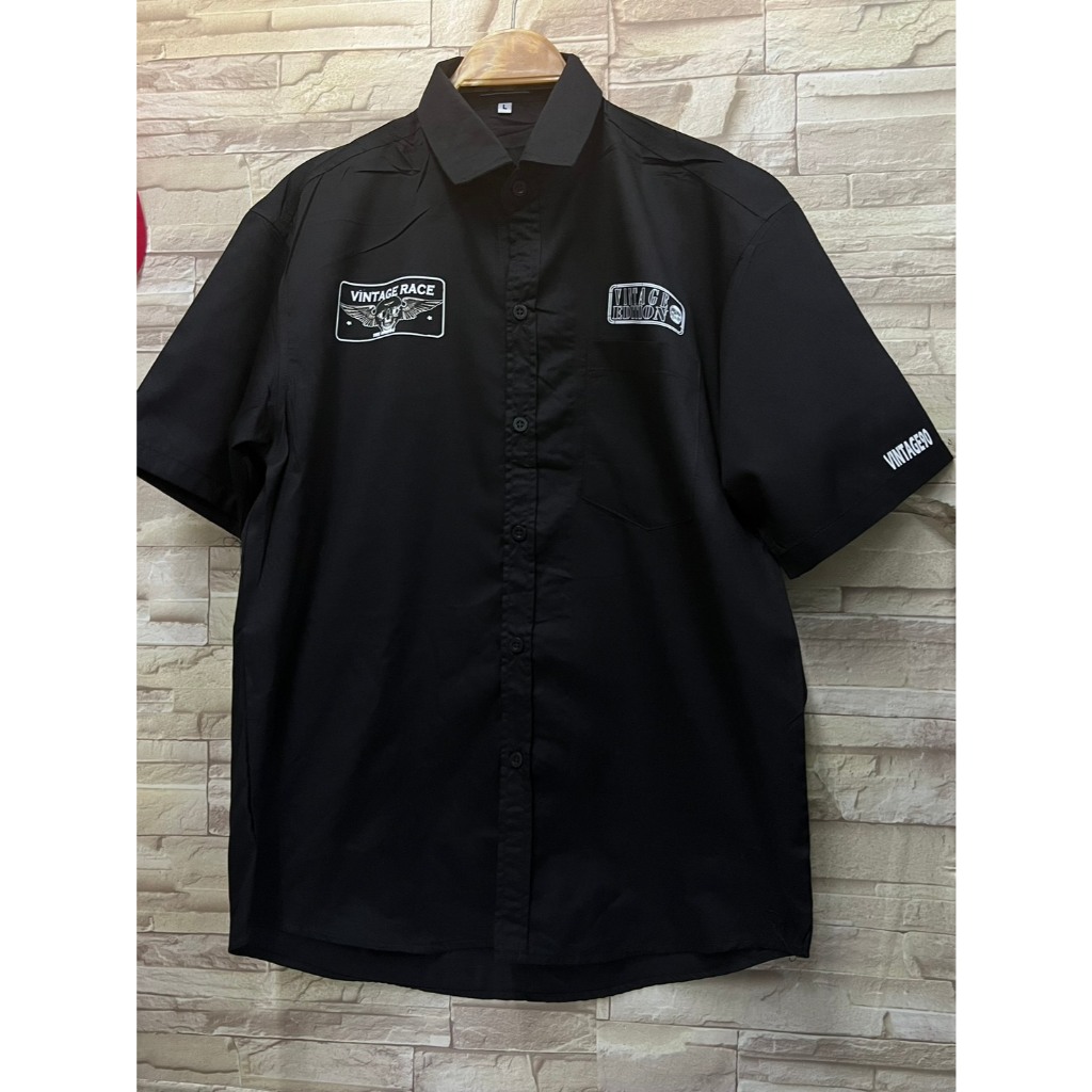 เสื้อเชิ้ตแขนสั้น ทรงลำลองชาย สีดำ ขาว Clothing Man ผู้ชาย เสื้อเชิ้ตมำไชส์ S M L XL