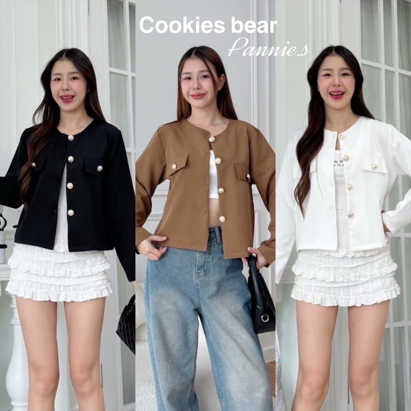 เสื้อเบลเซอร์ตัวยาวคอกลม กระดุมทอง สวยดูดี CB
