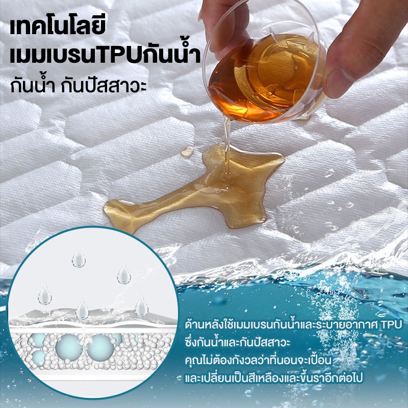 HT ผ้ารองกันเปื้อน Mattress protector ผ้ารองกันเปื้อนที่นอน ผ้านุ่ม 6ฟุต/5ฟุต/3.5ฟุต/3ฟุต ผ้ากันน้ำ กันไรฝุ่น COD - รูปที่ 2