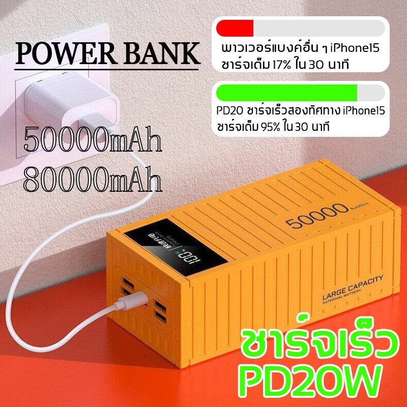 พาวเวอร์แบงค์ ชาร์จเร็ว 66W ความจุใหญ่ powerbank fast charge type c output แบตเตอรี่สำรอง