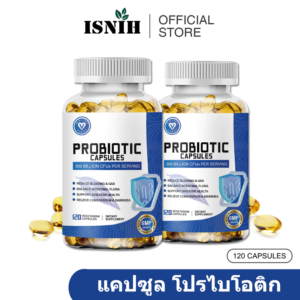 ISNIH โปรไบโอติกส์ Probiotics Capsules โปรไบโอติก 30 พันล้าน CFU ประกอบด้วยโปรไบโอติกพรีไบโอติกเพื่อส่งเสริมการย่อยอาหาร