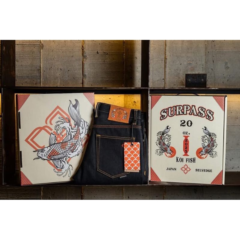Surpass Denim 20ozรุ่นkoi fish มีทรงกะบอกเล็กและทรงกะบอกตรง