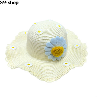 SW🚚หมวกสานเด็ก แต่งลายดอกไม้ ดีไซน์น่ารักมาก เหมาะสำหรับเด็ก…