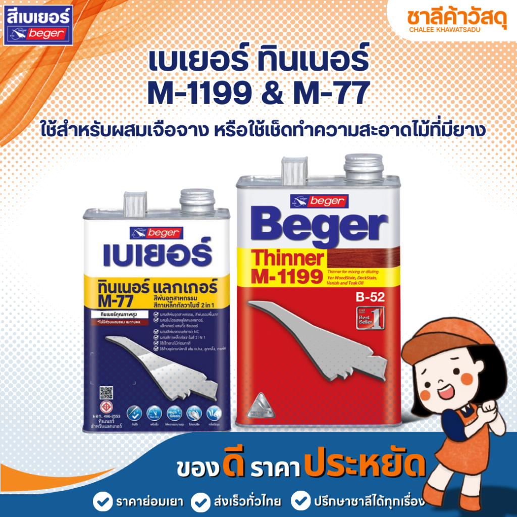 เบเยอร์ ทินเนอร์ M-77 สำหรับงานไม้ และ เบเยอร์ ทินเนอร์ M-1199ใช้เช็ดทำความสะอาดไม้ที่มียางหรือ น้ำม