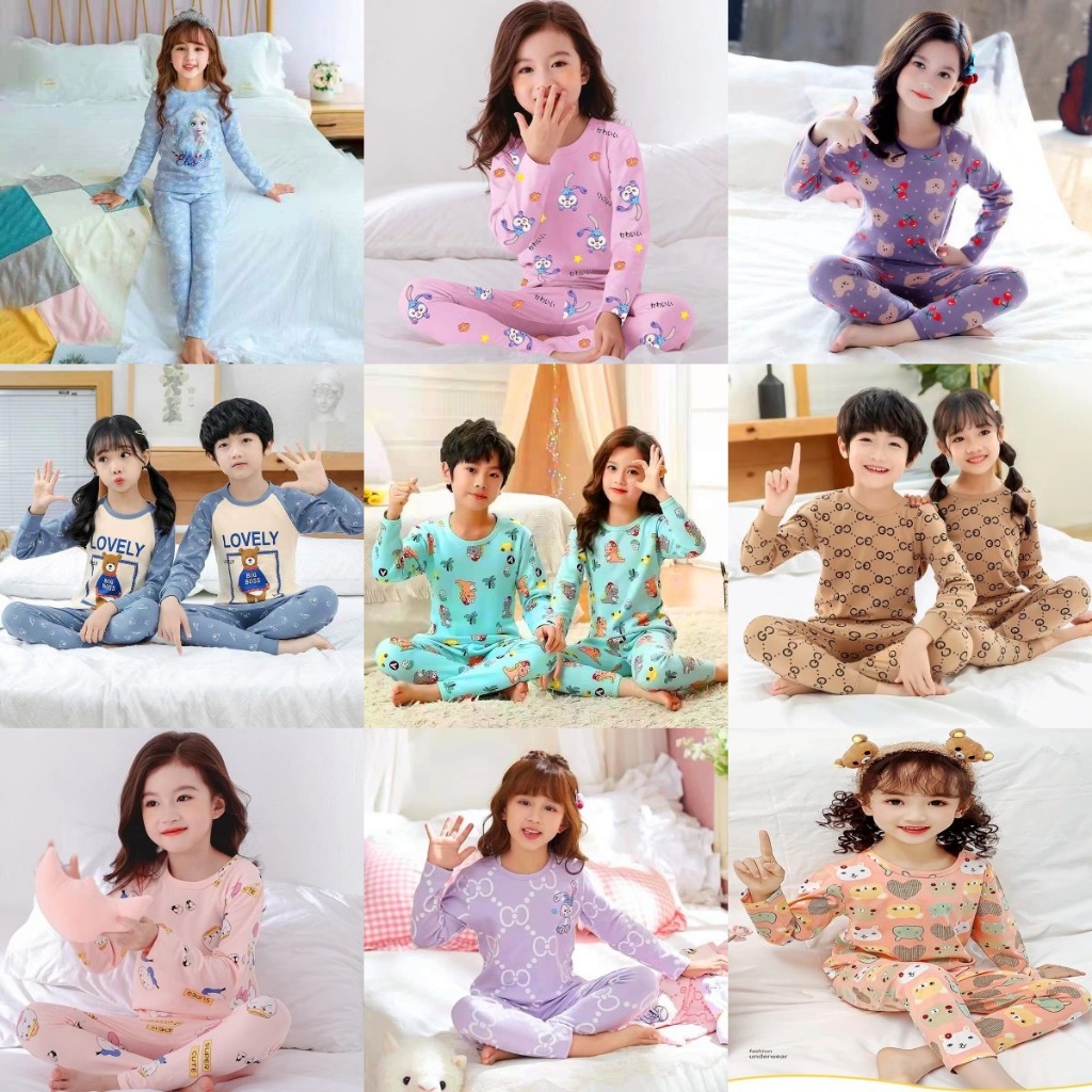 YY- ชุดนอนเด็กผ้าสแปนเด็กซ์ ชุดนอนเด็กผู้หญิง/เด็กผู้ชาย เสื้อผ้าเด็กนุ่มสบาย