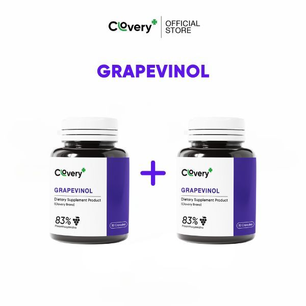 [2 กระปุก] CLOVERY GRAPEVINOL เกรปวินอล วิตามินลดฝ้า จุดด่างดำ ให้ผิวกระจ่างใส ด้วยสารสกัดเมล็ดองุ่น