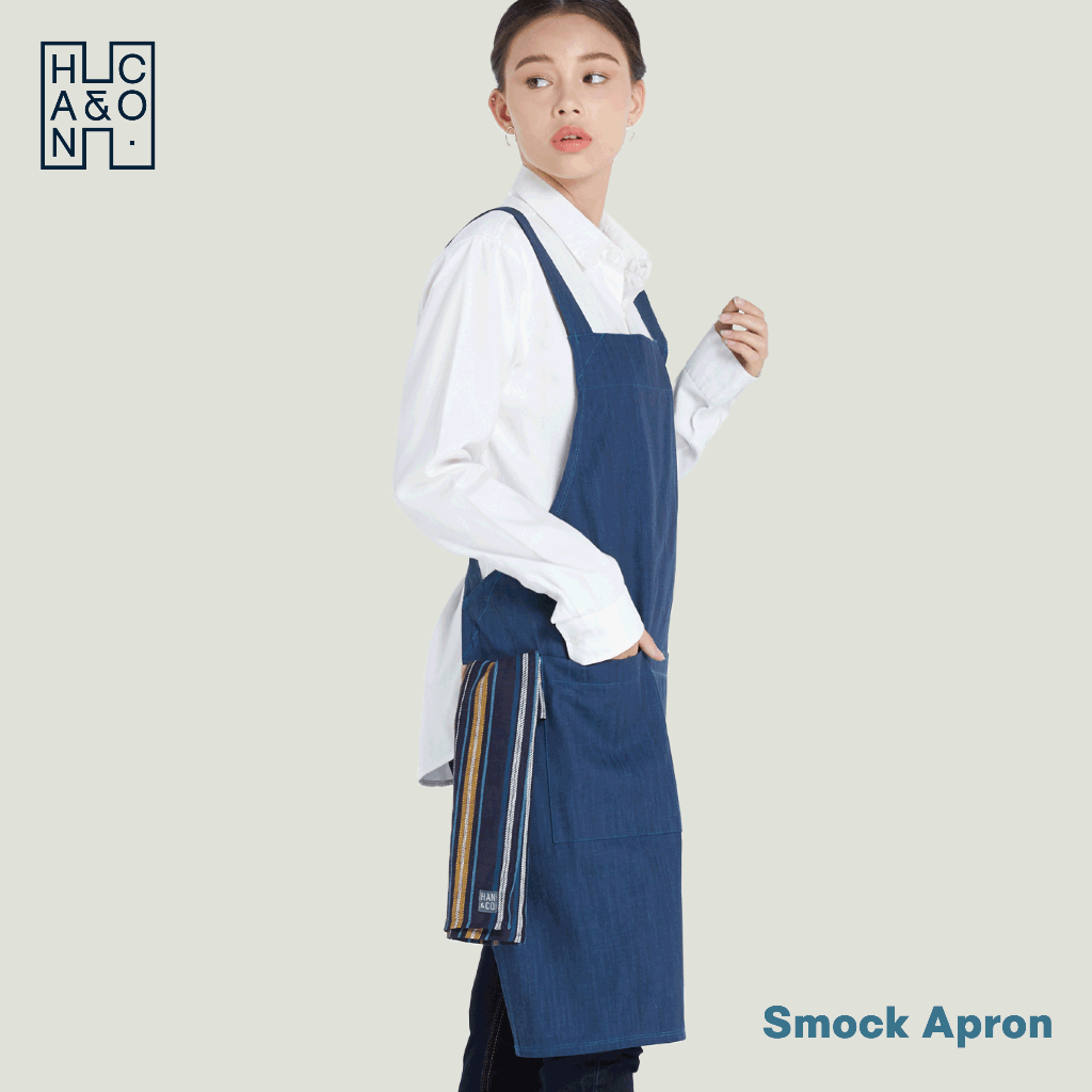 Han&Co. Smock Apron – The Smock 02 ผ้ากันเปื้อนแบบเต็มตัวรุ่น smock สีน้ำเงินเข้ม