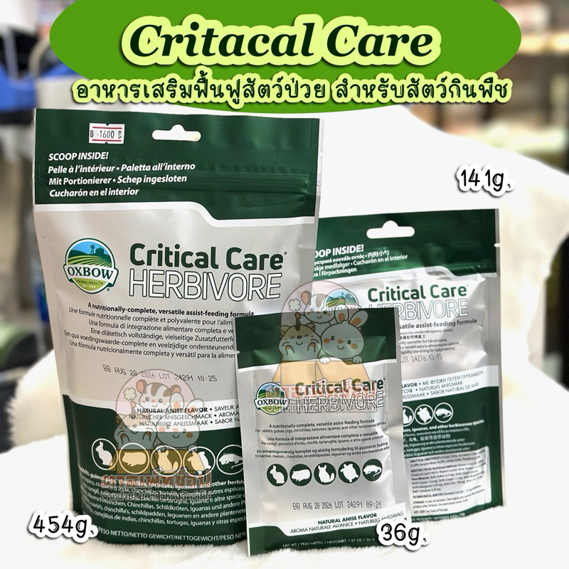 Oxbow Critical care คริติคอลแคร์ อาหารสำหรับฟื้นฟูสัตว์ป่วย