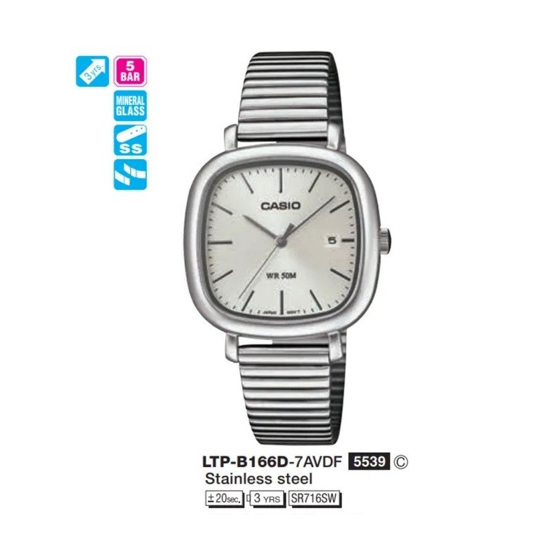 Casio นาฬิกาข้อมือผู้หญิง รุ่น LTP-B166D-7AVDF Lady Watch Quartz