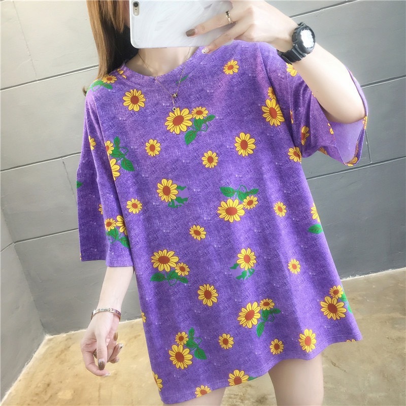 PS-รุ่น ลายดอก-114เสื้อยืดแขนสั้นลายดอกมาใหม่มี4ลายให้เลือกสีสันสดใสผ้านิ่มสวมใส่สบายเหมาะกับเทศกาลสงกรานต์พร้อมส่งจาก ก รูปที่ 4