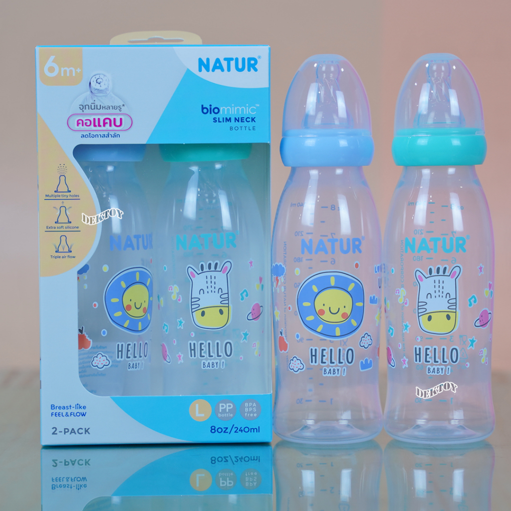[New] NATUR ขวดนมเนเจอร์คอแคบไบโอมิมิค 4oz/8oz แพ็ก 2 ขวด รูปที่ 4