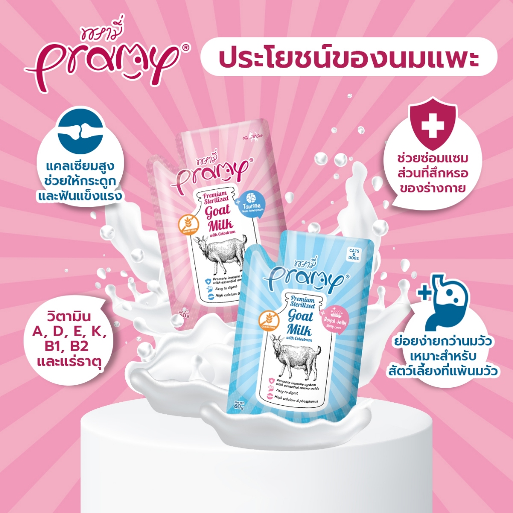 (ยกโหล) นมแพะพรามี่ Pramy Goat Milk นมแพะ 60gx12