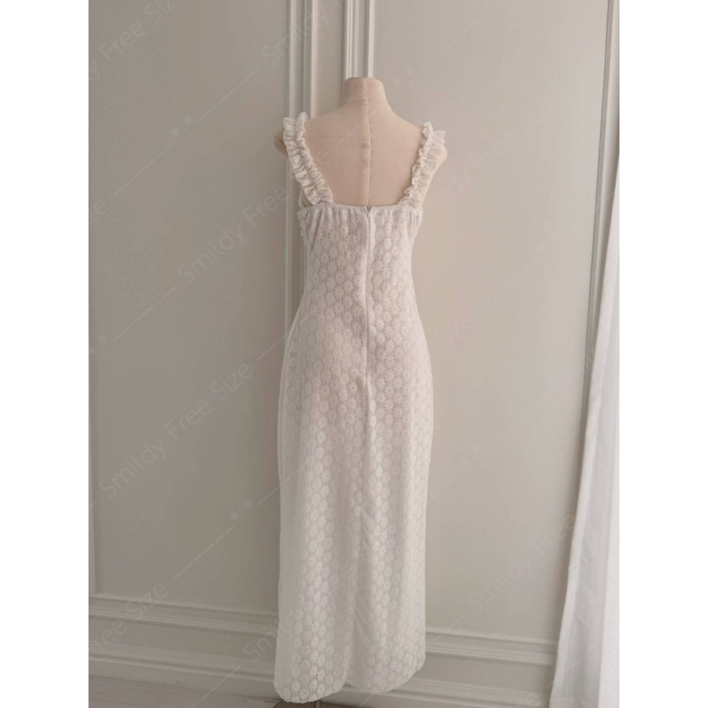 พร้อมส่ง 🇹🇭 งานนำเข้า ✈️ เดรสยาว สายเดี่ยว ลูกไม้ เข้ารูป ใส่ขึ้นไหล่ ปาดไหล่ได้ ฟรีไซต์ - รูปที่ 3