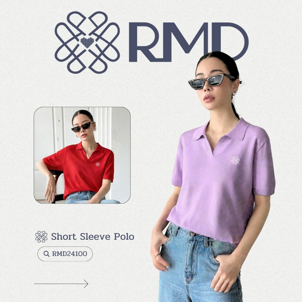 ℝ𝕄𝔻 𝕆𝕟𝕝𝕚𝕟𝕖 𝕊𝕥𝕠𝕣𝕖™ เสื้อโปโลไหมพรม คอปก แขนจั๊มเล็กน้อย อกปัก RMD มีหลายสีให้เลือก