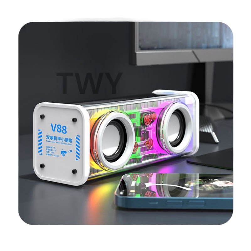 V8 ลำโพงบลูทูธ ลำโพงไร้สาย คุณภาพเสียงสูง ลำโพง แสงแห่งการหายใจ เสียงสเตอริโอ 3มิติ Black/White ระดับ ใช้ง่าย ส่งเร็วส่ง