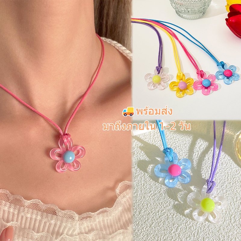 ✿ สร้อยคออะคริลิค จี้ดอกไม้ เครื่องประดับแฟชั่น สําหรับผู้หญิง