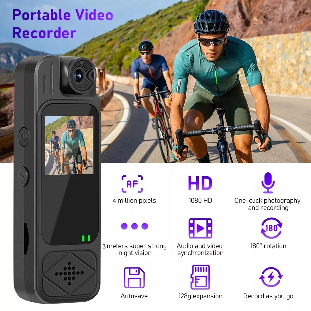 กล้องกีฬา HD ป้องกันการสั่นสะเทือน Vlog Recorder ปากกาบันทึก DV ขี่กล้องวิดีโอบันทึกการเดินทาง