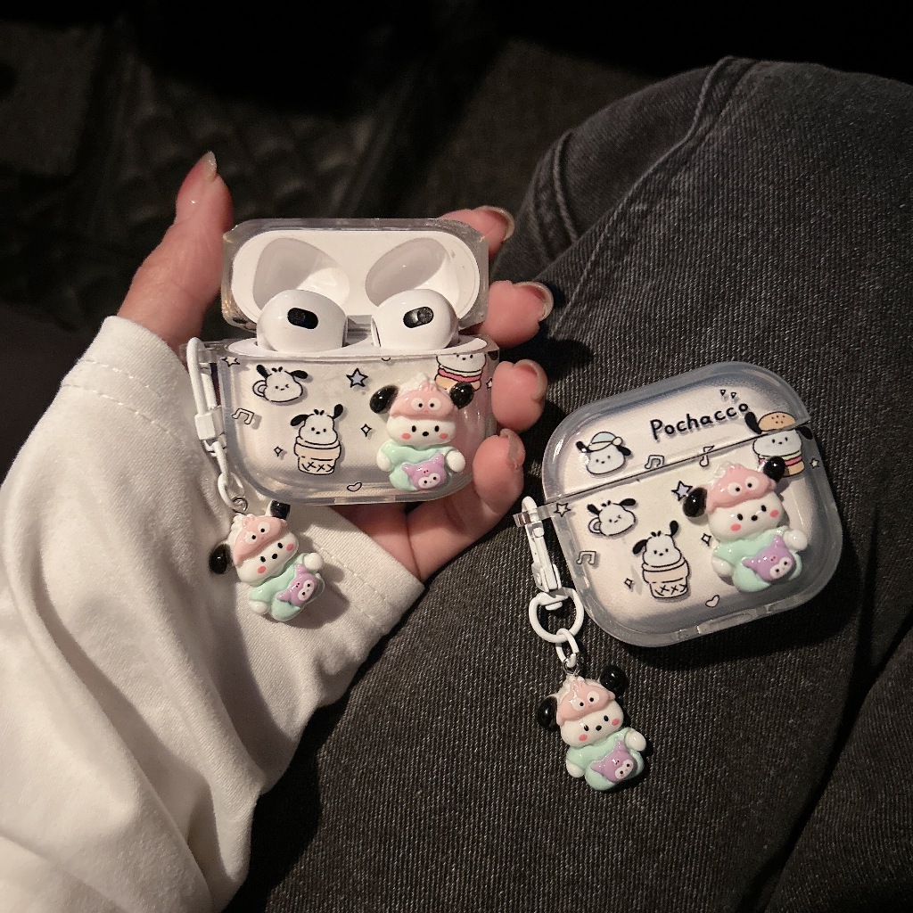 โปเชโกะห้อย เคสหูฟังAirpods i12 i11 เคสใสการ์ตูนนูน Airpods4 3 เคสหูฟังบลูทูธ gen1 gen2 เคสหูฟังไร้สาย Pro เเถมห่วงคล้อง