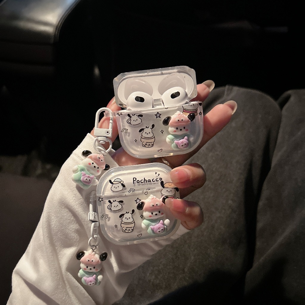 โปเชโกะห้อย เคสหูฟังAirpods i12 i11 เคสใสการ์ตูนนูน Airpods4 3 เคสหูฟังบลูทูธ gen1 gen2 เคสหูฟังไร้สาย Pro เเถมห่วงคล้อง