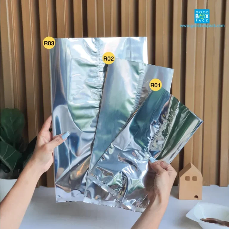 Goodboxpack (แพ็คละ50ใบ) ถุงฟอยล์ ขยายข้างเก็บความเย็น แข็งแรง ไม่ฉีกขาดง่าย ช่วยรักษาอุณหภูมิ