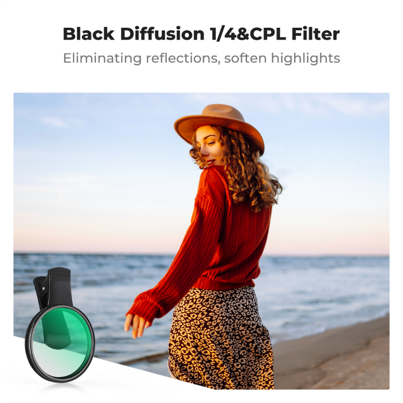 K&F Nano-K 2in1 Filter CPL&Black Mist 1/4 พร้อมตัวหนีบโทรศัพท์สำหรับใส่ฟิลเตอร์ขนาด67mm. (KF01.2900V2)