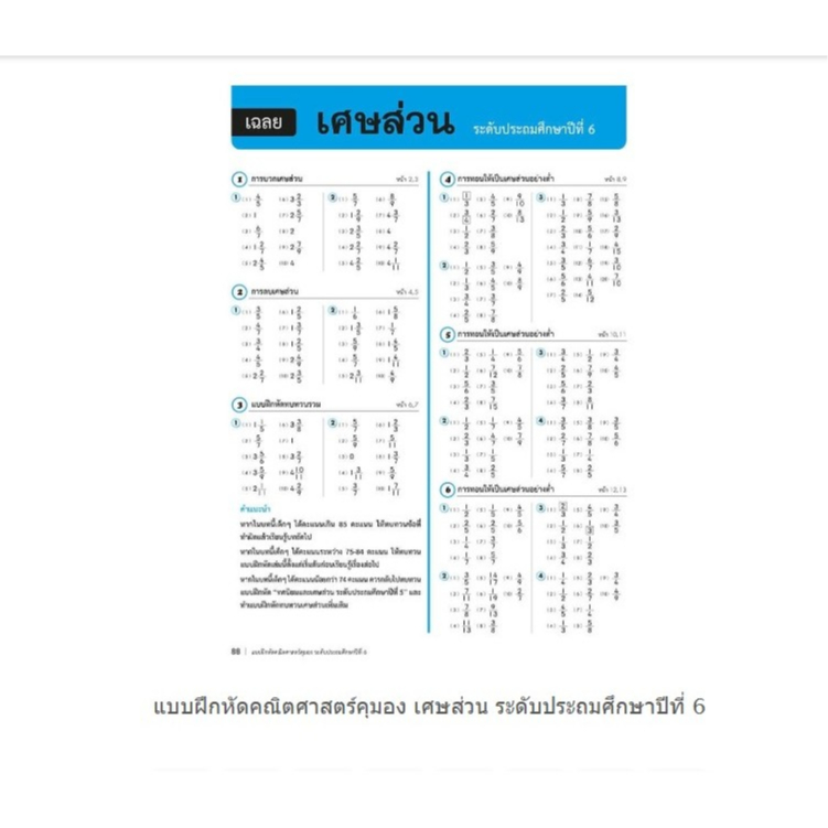 หนังสือแบบฝึกหัดคุมอง KUMON ลิขสิทธิ์แท้ เศษส่วน ป.6