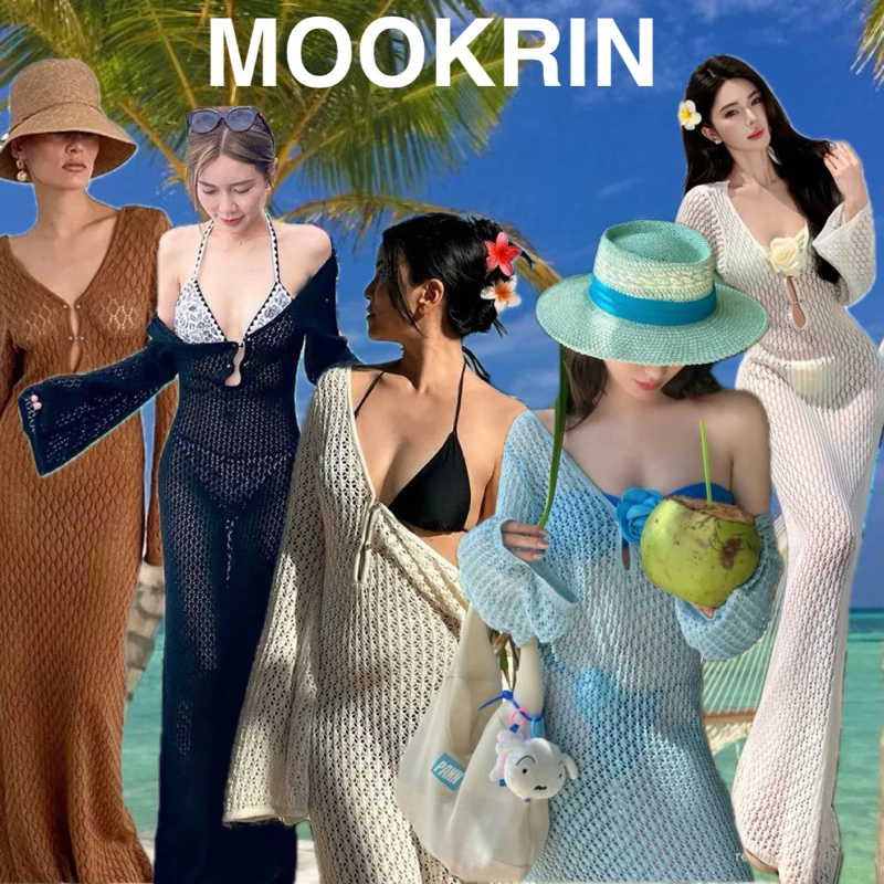 Mookrinstyle•เดรสตาข่าย | พร้อมส่งเดรสคลุมตาข่ายแขนยาว ใส่ไปทะเล สายฝอ ห้ามพลาด เดรสไปทะเลสวยๆ