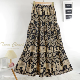 COM518 TARA SKIRT กระโปรง ลายธารา เอวสูง แต่งระบายเป็นชั้นๆ ทรงบอลลูน สม็อครอบเอว ผ้าไหมอิตาลี ผ้าดี ใส่สบาย ไม่ร้อน