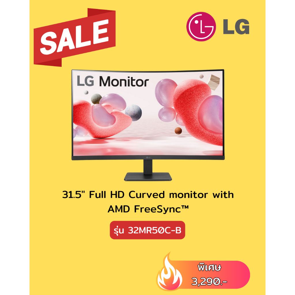 [ผ่อน0%10ด] LG จอมอนิเตอร์ 32" Full HD Curved monitor with AMD FreeSync™ 32MR50C-B (ชลบุรี ส่งฟรี)