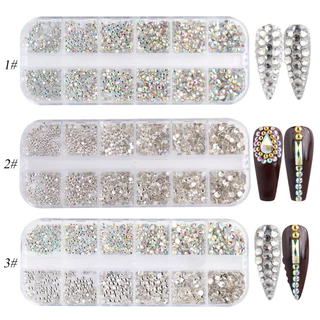 อะไหล่เพชรสำหรับตกแต่งเล็บ แบบตลับมี12ช่องรหัส JGF 🌈พร้อมส่งในไทย🌈