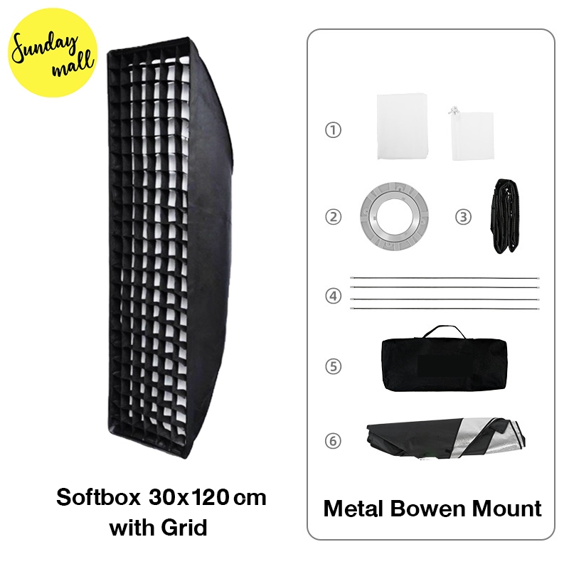 ชุดโคมกระจายแสง SOFTBOX BOWEN MOUNT มาตรฐานสากล ตัวกระจายแสง Softbox With Grid