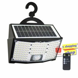 Solar light ไฟเซ็นเซอร์ โซล่าเซลล์146 LED 3โหมด ตัวใหญ่ ชาร์จไฟจากพลังแสงอาทิตย์ มีรีโมท