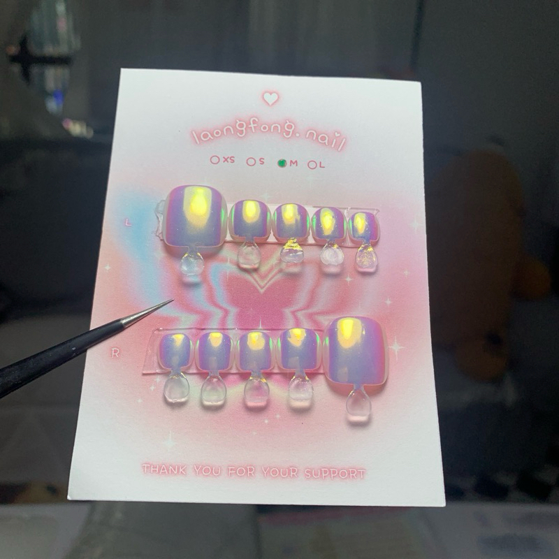 𝓵𝓪𝓸𝓷𝓰𝓯𝓸𝓷𝓰.𝓷𝓪𝓲𝓵 เล็บปลอมสำเร็จรูป ♡‧₊˚ เล็บเท้า ไซรัปขาวนม ขัดผงอโรร่า 🐰🤍เปลี่ยนทรง เปลี่ยนสี ทักแชทหลังสั่งซื้อได้เลยจ้า