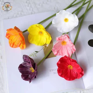 ดอกไม้ประดิษฐ์ ช่อดอกป๊อปปี้ปลอม หนัง Pu ขนาดเล็ก สําหรับตกแต่งบ้าน งานแต่งงาน
