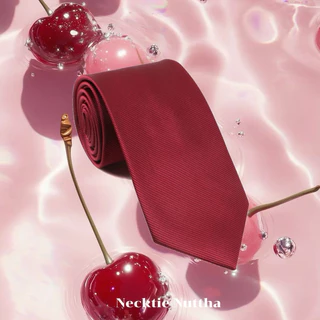 🍒สีแดงไวน์พื้น พร้อมส่ง(กว้าง8 Cm. ,ยาว114 Cm. )/ necktie เนคไทแบบผูกเอง 👑✨ (กทม.มีบริการส่งด่วน)