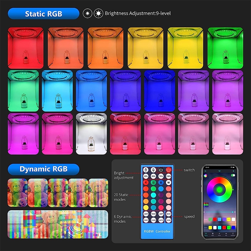 ZKeezm กล่องไฟถ่ายภาพ อุณหภูมิสีคู่ Light Box RGB 40/50/60CM กล่องถ่ายภาพสินค้า แถม 4 สี แผ่นพื้นหลัง