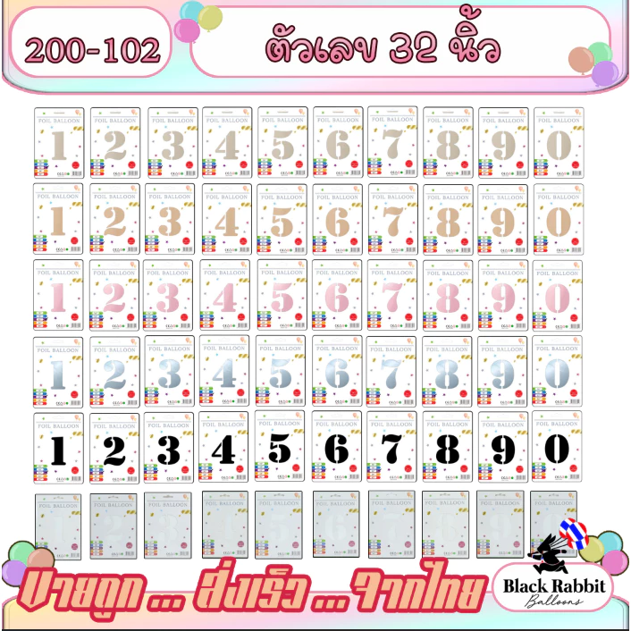🇹🇭 200 103 ลูกโป่งฟอยล์ ลูกโป่งวันเกิด ปาตี้ ตัวเลข 32 นิ้ว / Foil Balloon Party Number 32 inch Minimal มินิมอล