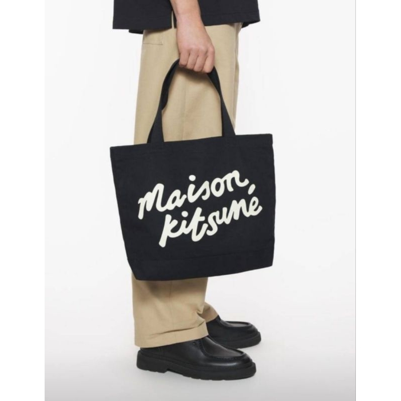 New Maison Kitsune handwriting tote ดำ 🖤 มือ1ของแท้💯 พร้อมส่ง