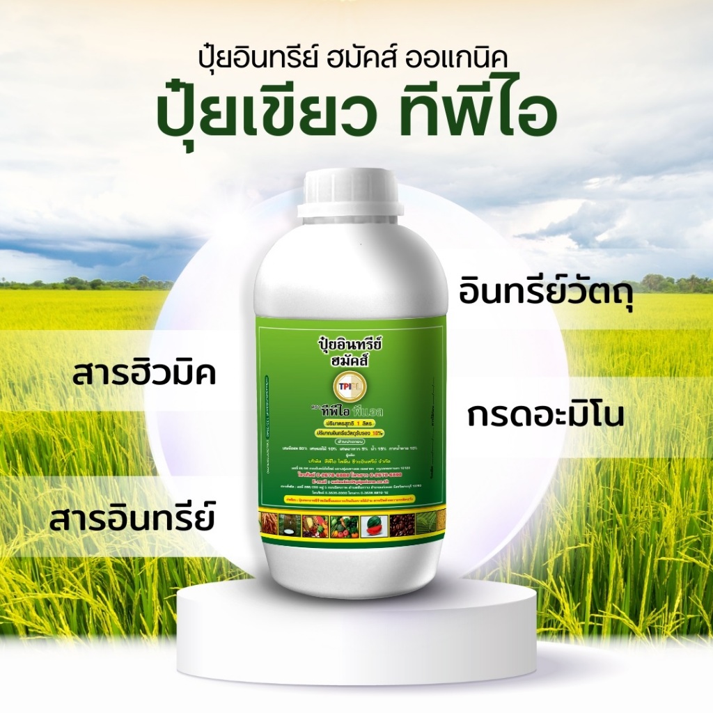 ปุ๋ยอินทรีย์ ฮมัคส์ ออแกนิค (ปุ๋ยเขียว) ทีพีไอ กระปุกขนาด 1 ลิตร TPI Humics Organic (Green Liquid Fe