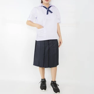 เสื้อนักเรียนหญิงคอทหารเรือ ตราชัยยะ งานไทยบุรีรัมย์ ผ้าค็อตตอนนุ่ม คุณภาพดี [ไซส์เล็กกว่าสมอน่ะ]