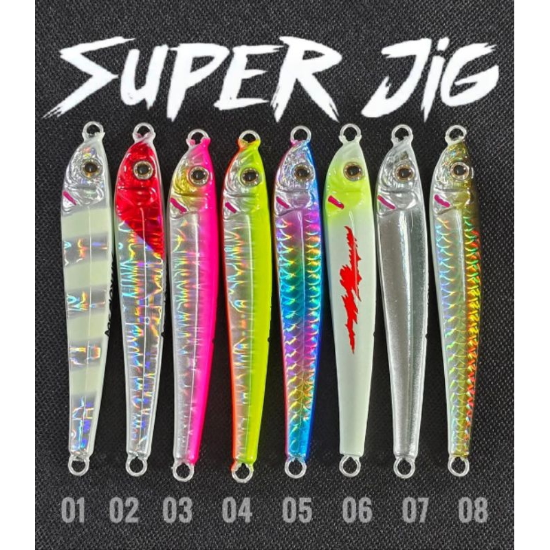 เหยื่อไมโครจิ๊กSuper Jig สินค้าคุณภาพราคาถูก จัดเต็มสีสวย7/10/15/20/30/40/60/80กรัม( ไม่มีตัวเบ็ด)