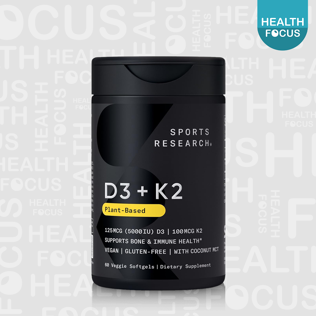 [พร้อมส่ง] Sports Research Vitamin D3 + K2 Plant-Based D3 125mcg[5000IU] + K2[MK-7] 100 mcg Vegan วี