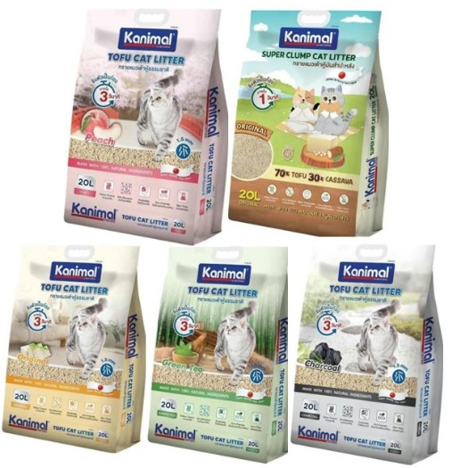 Kanimal คานิมอล ทรายแมวเต้าหู้ธรรมชาติ จับก้อนไว ฝุ่นน้อย ขนาด 20 ลิตร*โปรดอ่านรายละเอียดก่อนสั่งซื้อ