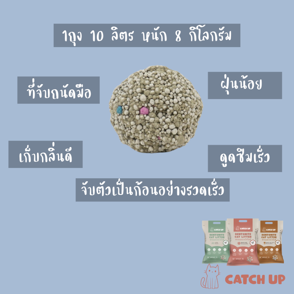 ทรายแมวเบนโทไนท์ CATCH UP เกรดพรีเมียม 3 ถุง 30 ลิตร (หนัก 24 กิโลกรัม) - รูปที่ 3
