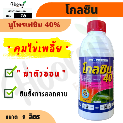 โกลซิน 40 1 ลิตร ( บูโพรเฟซิน 40% ) ป้องกันและกำจัด เพลี้ยกระโดดสีน้ำตาล