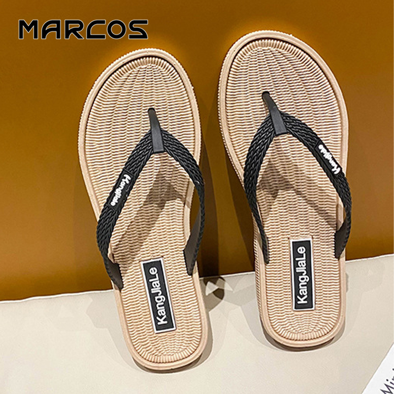MARCOS รองเท้าแตะคีบ เรียบง่าย ใส่สบาย ทันสมัย รองเท้าแตะดีไซน์เรียบง่าย ใส่ได้กับทุกชุด รองเท้าแตะพื้นเรียบ เดินมั่นคง.